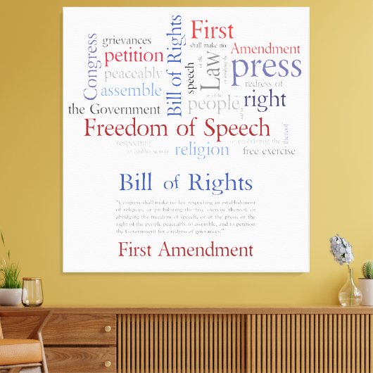 Eerste amendement Rechten - vrijheid van meningsui Canvas Afdruk (Insitu (Woonkamer))