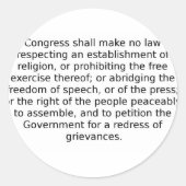 Eerste amendement ronde sticker (Voorkant)