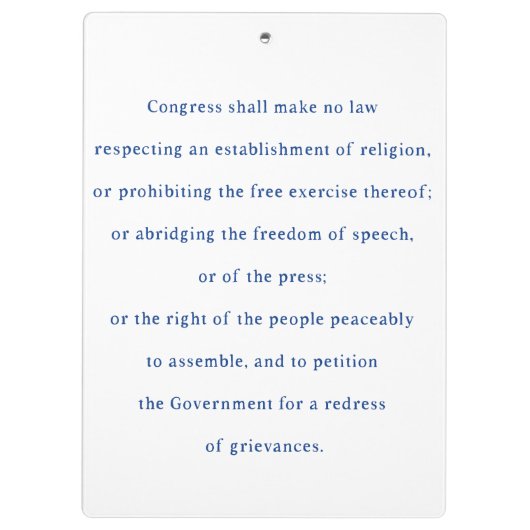 Eerste Amendement Vrijheid van meningsuiting prote Klembord (Achterkant)