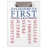 Eerste Amendement Vrijheid van meningsuiting prote Klembord (Voorkant)