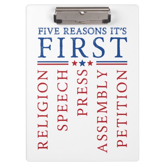 Eerste Amendement Vrijheid van meningsuiting prote Klembord (Voorkant)