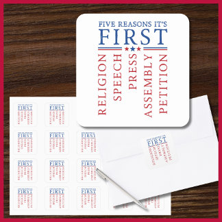 Eerste amendement vrijheid van meningsuiting prote vierkante sticker