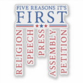 Eerste amendement Vrijheid van meningsuiting Vinyl Sticker (Voorkant)