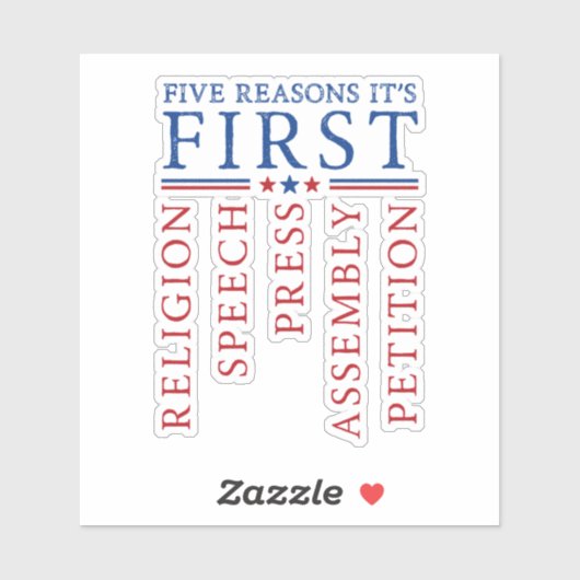 Eerste amendement Vrijheid van meningsuiting Vinyl Sticker (Vel)