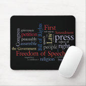 Eerste amendement Word Cloud Freedom of Speech Muismat (Met muis)