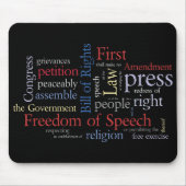Eerste amendement Word Cloud Freedom of Speech Muismat (Voorkant)