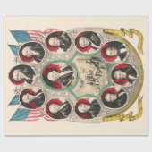 Eerste Amerikaanse Presidenten herstelden 1844 lit Cadeaupapier (Vlak)