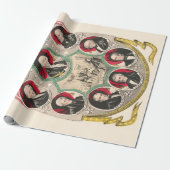 Eerste Amerikaanse Presidenten herstelden 1844 lit Cadeaupapier (Uitgerold)