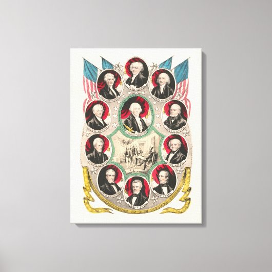Eerste Amerikaanse Presidenten herstelden 1844 lit Canvas Afdruk (Voorkant)