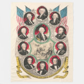Eerste Amerikaanse Presidenten herstelden 1844 lit Fleece Deken (Voorkant)