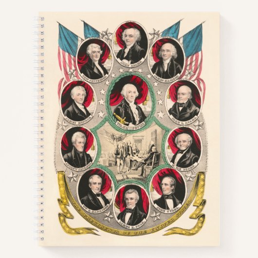 Eerste Amerikaanse Presidenten herstelden 1844 lit Notitieboek (Voorkant)