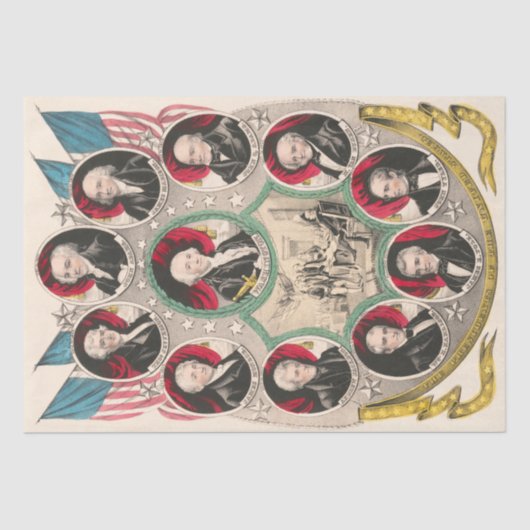 Eerste Amerikaanse Presidenten herstelden 1844 lit Tissuepapier (Voorkant)