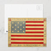 Eerste Amerikaanse vlag patriottische VS Briefkaart (Voorkant / Achterkant)