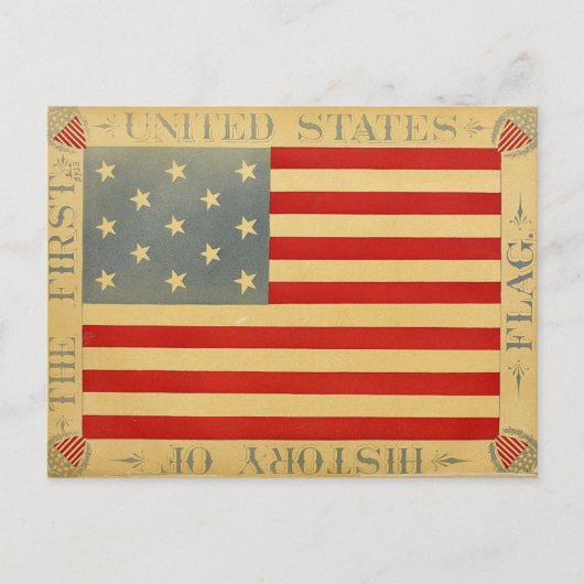 Eerste Amerikaanse vlag patriottische VS Briefkaart (Voorkant)