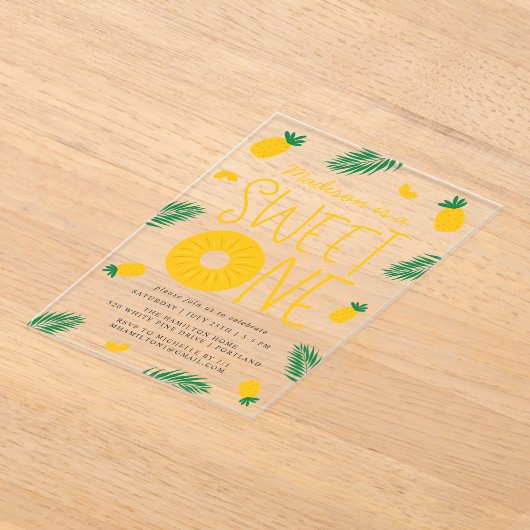 Eerste ananas-ananas-sweet-feest acryl uitnodigingen (Laagn)