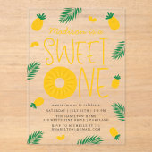 Eerste ananas-ananas-sweet-feest acryl uitnodigingen (Voorkant)