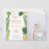 Eerste ananas Birthday-uitnodigingen met foto Kaart (Voorkant)