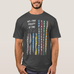 Eerste antwoordapparaat brandweerman vlaggenpoliti t-shirt