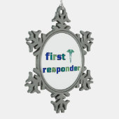 Eerste antwoordapparaat tin sneeuwvlok ornament (Links)