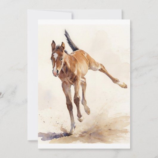 Eerste aquarel kunst van Gallop Feestdagenkaart (Voorkant)