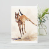 Eerste aquarel kunst van Gallop Feestdagenkaart (Staand voorkant)