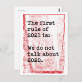 Eerste artikel 2021: Praat niet over 2020 Joke Briefkaart (Voorkant / Achterkant)