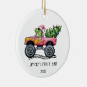 Eerste auto gepersonaliseerde dinosaurus monstertr keramisch ornament (Rechts)
