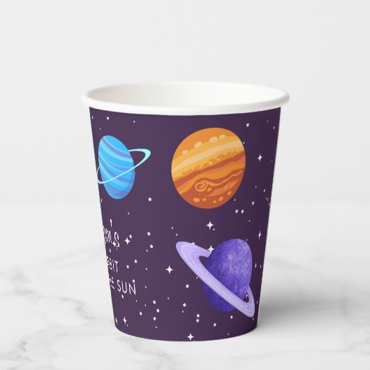 Eerste baan 1e verjaardag Space Party Cup Papieren Bekers (Achterkant)