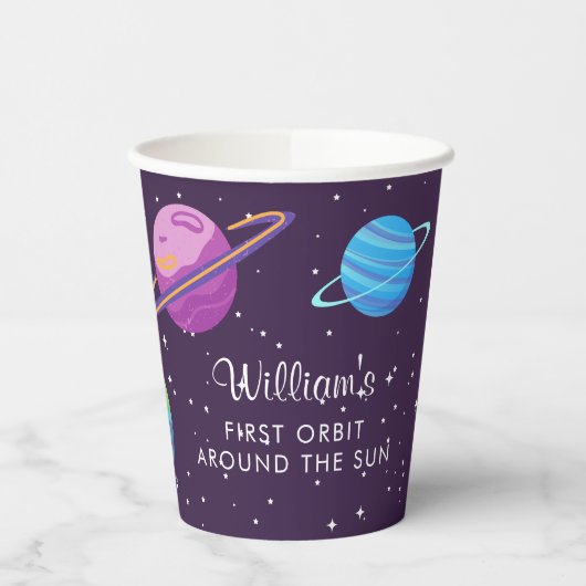 Eerste baan 1e verjaardag Space Party Cup Papieren Bekers (Links)
