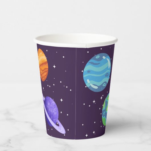 Eerste baan 1e verjaardag Space Party Cup Papieren Bekers (Rechts)