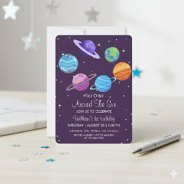 Eerste baan rond de zon 1e verjaardag Uitnodigen Kaart