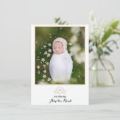 Eerste Baby aankondigingen Pink Rocking Horse Foto (Staand voorkant)