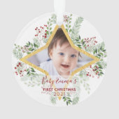 Eerste Baby Chrismas Gold en Red Ornament (achterkant)