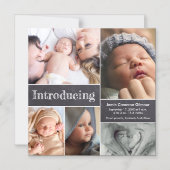 Eerste baby fotocollage Introductie baby Magnetische Uitnodiging (Voorkant)