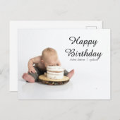 Eerste Baby Happy Birthday-uitnodiging briefkaart (Voorkant / Achterkant)