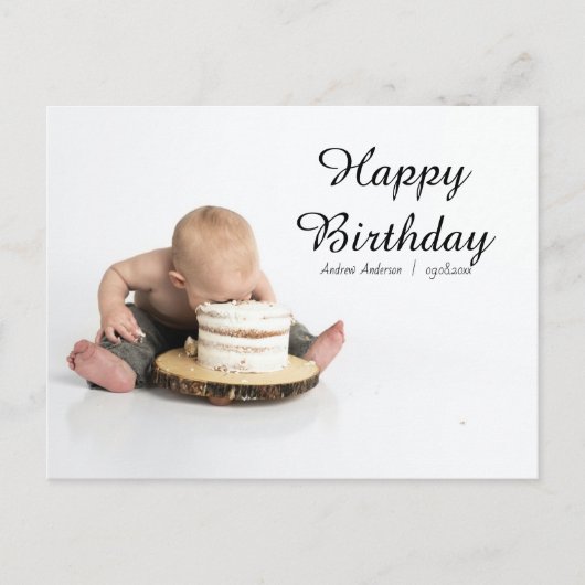 Eerste Baby Happy Birthday-uitnodiging briefkaart (Voorkant)