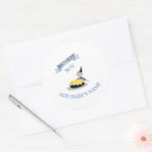 Eerste Baby Jongen Verjaardagsfeestje Accessoire K Ronde Sticker (Envelop)