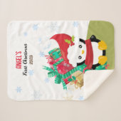 Eerste Baby Meisje Kerstmis Pinguïn Sherpa Deken (Voorkant (horizontaal))