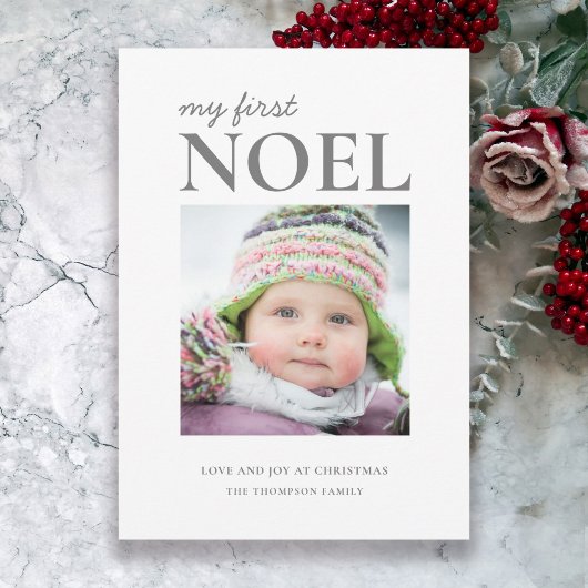 Eerste Baby met Noel Eerste Kerstmis Feestdagenkaart