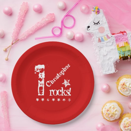 Eerste BABY op dag diagonaal ontwerpgrap Z01 Papieren Bordje (Feest)