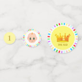 Eerste Baby op feestdag en meerkleurige stralen Confetti (Voorkanten)