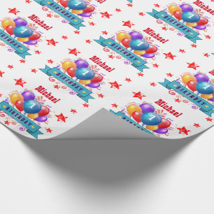 Eerste BABY verjaardag Festive Colorful Balloons V Cadeaupapier