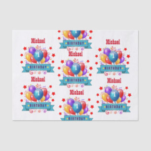Eerste BABY verjaardag Festive Colorful Balloons V Tissuepapier