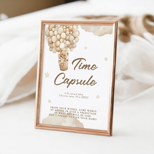 Eerste Baby Verjaardag Teddy Bear Beige Time Capsu Poster