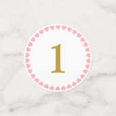 Eerste Baby Verjaardagsfeestje & Harten op Wit Confetti (Kleine voorkant)