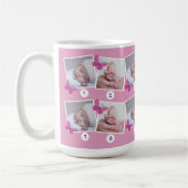 Eerste babyjaar fotocollage roze vlinders  koffiemok (Links)
