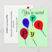 Eerste Ballon van de Partij van de Dagen Uitnodigi Kaart (Voorkant / Achterkant)