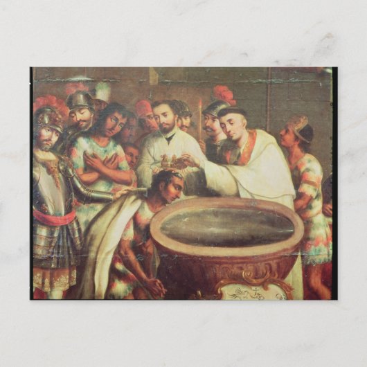 Eerste Baptisme van de Indiërs door de Dominicanen Briefkaart (Voorkant)