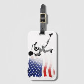 Eerste basisrun - Baseball Player en USA Flag Bagagelabel (Voorkant (verticaal))