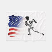 Eerste basisrun - Baseball Player en USA Flag Fleece Deken (Voorkant (Horizontaal))